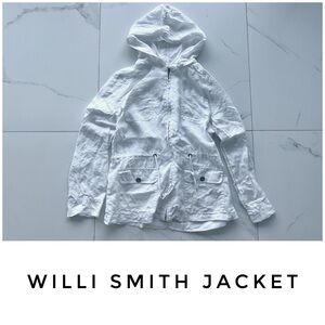 Willi Smith jacket size Small white linen hood coat